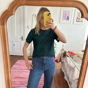 & Other Stories Satin Green Boxy Tee